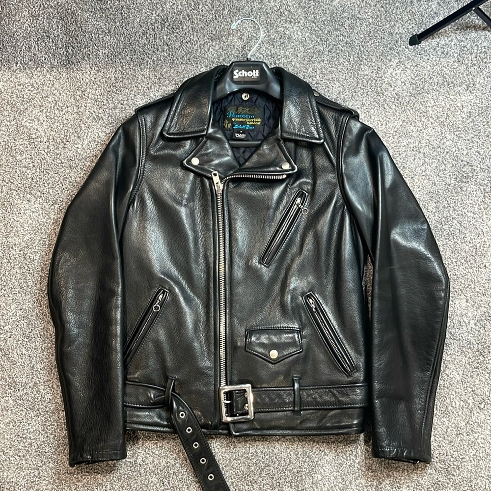Schott NYC Waxy Natural Cowhide 50's Perfecto® Motorcycle Leather Jacket